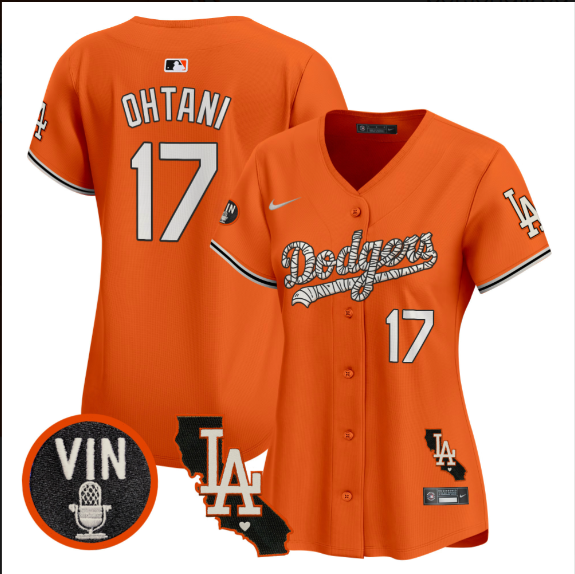 Women Los Angeles Dodgers #17 Ohtani 2025 orange Limited Stitched Jersey->women mlb jersey->Women Jersey